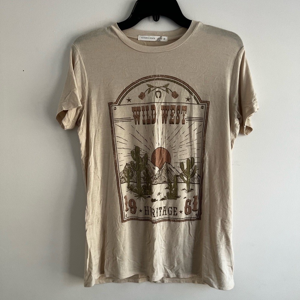 Altar'd State Wild West Cream Tee Shirt